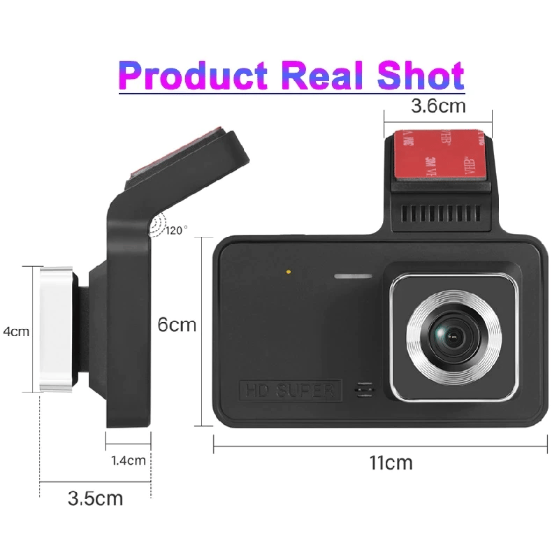 📹 Dual-lens dashcam with 1080P HD & night vision - 170° wide angle